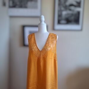 Elegant Lace Trim Orange Sleepdress Size L